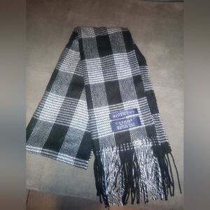 Authentic GIVENCHY Black White Plaid Check Cashme'Scarf Fringe Made In Italy